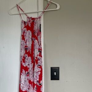 Anthropologie Red Floral Maxi Dress